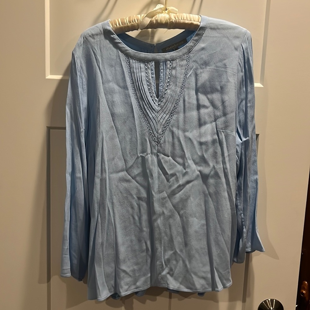 Blue linen blouse (needs ironing)